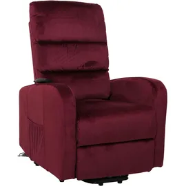 Mendler Fernsehsessel HWC-K62, Sessel Relaxsessel TV-Sessel, Liegefunktion Aufstehhilfe elektrisch, Metall Chenille - bordeaux