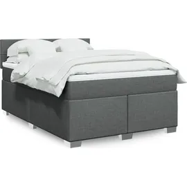 vidaXL Boxspringbett 140 x 200 cm Dunkelgrau
