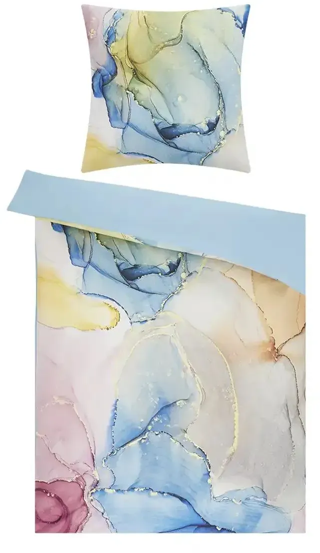 indigo Mako-Satin Wende-Bettwäsche  Oil Whirl ¦ mehrfarbig ¦ Maße (cm): B: 135