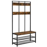 VASAGLE Garderobenbank HSR86BXV1 100 x 100 x 0 cm braun, schwarz matt