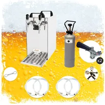 ich-zapfe Komplett Set - Zapfanlage, Bierzapfanlage - Kontakt 40 2-leitig Trockenkühler, Durchlaufkühler 50 Liter/h, Green Line, Zapfkopf:köpi,zapfkopf 2:köpi