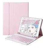 QYiiD iPad mini Tastatur Hülle für iPad mini 7.9 Zoll 5 /iPad mini 4/3/2/1, iPad mini Hülle Abnehmbare Tastatur (Deutsches QWERTZ), Folio Smart Slim Tablette Cover mit Wireless Tastatur, Rosa
