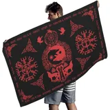 Strandtuch groß 100x200 cm 3D Wikinger Kompass, Microfaser Handtücher, Strandlaken Handtuch, Schnell Trocknen Strandhandtuch Herren Frauen Badetücher, Badetuch, Strandtücher