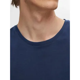 Selected T-Shirt "SLHROLAND SS O-NECK TEE 3-PACK NOOS", Herren, Gr. XXL, blau (navy blazer), Jersey, Obermaterial: 95% Baumwolle, 5% Elasthan, unifarben, Basic, regular fit normal, Rundhals, Shirts T-Shirt