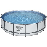 BESTWAY Steel Pro Max Frame Pool Set 457 x 107 cm lichtgrau inkl. Filterpumpe + Zubehör