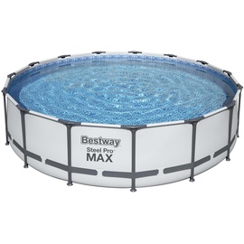 BESTWAY Steel Pro Max Frame Pool Set 457 x 107 cm lichtgrau inkl. Filterpumpe + Zubehör