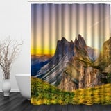 MUNOOR Die Berge Duschvorhang 240 x 200 mit 12 Duschvorhangringe für Badewanne Badezimmer Natürliche Landschaft Lang Duschvorhänge Anti-Schimmel Wasserdicht Stoff Polyester Badewanne Vorhang