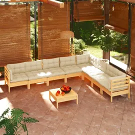 vidaXL Garten-Lounge-Set 9-tlg. creme Kiefer