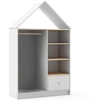 CaliCosy Kinderkleiderschrank LÉONIE 45 x 180 x 110 cm Holz lackiert weiß