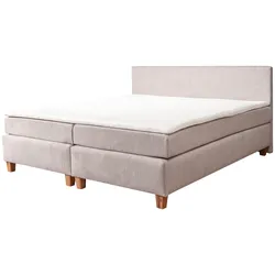 Boxspringbett ALINA, grau (hellgrau tcm 39), B:181cm L:206cm, Struktur fein TCM (100% Polyester), Komplettbetten, Boxspringbett, inklusive Matratze und Topper, in diversen Ausführungen