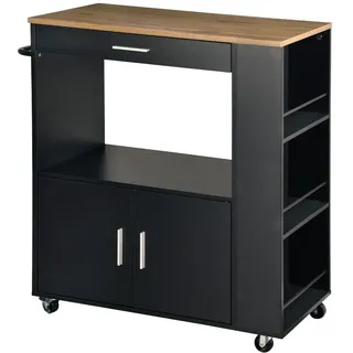 KESPER Küchenwagen, Material: FSC-zertifizierte Faserplatte, Maße: B: 75 x H: 88 x T:40cm, Farbe: naur/schwarz | 25892 13