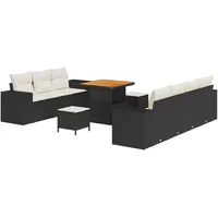 vidaXL Garten-Sofa-Set 10 pcs Schwarz Poly Rattan 3361965