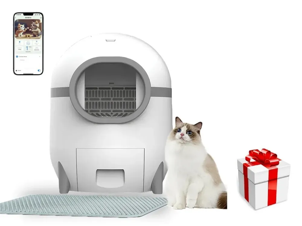 Smartes selbstreinigendes Katzenklo smart wifi App 60l (54 x 54 x 69 cm) + Überraschung für die Katze (Rabatt für Stammkunden 3%)