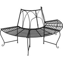 vidaXL Baumbank Halbrund Ø 159 cm Schwarz
