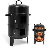 Räucherofen, 3 in 1 Räuchertonne Smoker Grill mit Deckel & Thermometer & Grillrost, Verstellbaren Lüftungsschlitzen, TkkMivcOC Holzkohlegrill für Grillen Räuchern Schmoren