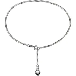 Fußkette mit Anhänger FIRETTI "Schmuck Geschenk Silber 925 Körperschmuck Herz Flachpanzerkette", silber (silberfarben), Fußkettchen, Silber 925 (Sterlingsilber)