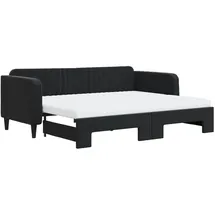 vidaXL Tagesbett Ausziehbar mit Matratzen Schwarz 90x200 cm Samt1847113