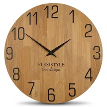 Flexistyle Wanduhr Natur 50,0 cm z228-d-1-50cm Schwarz/Mehrfarbig