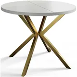 Alpi-Möbel Runder, Weiß, Gold, Holzwerkstoff, Rund, X-Form, 120x76x120 cm, Esszimmer, Tische, Esstische