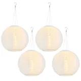 GLOBO Lampion Edelstahl/Kunststoff 30x55 cm 4er Set weiß