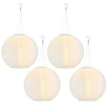 GLOBO Lampion Edelstahl/Kunststoff 30x55 cm 4er Set weiß