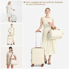 luxuskollektion Handgepäck-Koffer Trolley Set 2-teilig, Cremeweiß, Ryanair Reisetasche
