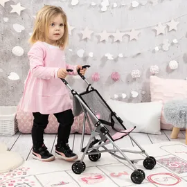 Bayer Puppenbuggy BAYER, schmetterling grau, rosa, Puppenwagen, KinderB:27cm H:56cm T:47cm, Kunststoff, Metall, Polyester, mit Tasche, B:27cm H:56cm T:47cm
