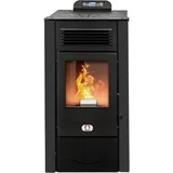 STUFE A PELLET ITALIA San Diego 14 Kw Kanalisiert | Pelletöfen Effizienz 92% Heizt 130m2 Autonomie 20H Programmierbar 5 Geschwindigkeiten und Kräfte 24 Monate Garantie Schwarz