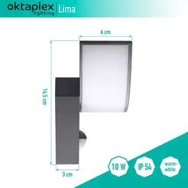 Oktaplex lighting Oktaplex LED Außenleuchte mit Bewegungsmelder Lima IP54 3000K warmweiß