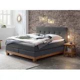 Hasena Finca Boxspringbett 140-180 cm Braun / Dunkelgrau, Liegefläche:140 x 200 cm, Topper:Base-Topper