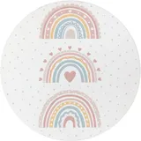 Paco Home Kinderteppich »Eliz 392«, rund, Kurzflor, Spielteppich, Patchwork-Muster, Motiv Punkte & Regenbogen rosa