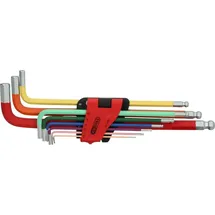 KS Tools Kugelkopf-Innensechskant-Winkelstiftschlüssel-Satz, extra lang, 9-tlg
