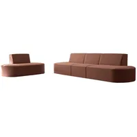 Fun Möbel Polstergarnitur Sofaset Designersofa MILOT 3-1 in Stoff, (Set, 2-tlg), Rundumbezug braun|rot
