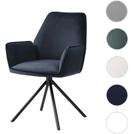 Mendler Esszimmerstuhl HWC-G67 Samt anthrazit-blau