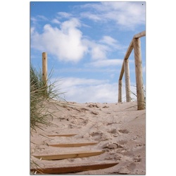Wallario Sichtschutzzaunmatten Auf der Holztreppe zum Strand braun 61 cm x 91.5 cm