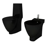 vidaXL Keramik-WC & Bidet-Set Schwarz