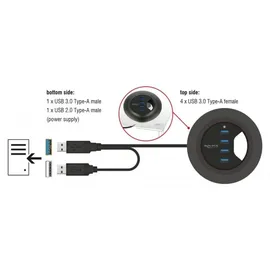 DeLock 62868 USB-Hub 4 Port USB-A USB 3.1 Gen1 5 GBit/s Schwarz 62868