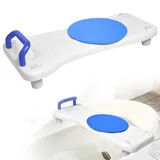 Suusolny Badewannensitz Senioren Badewannenbrett zum Sitzen Verstellbar 41-63cm Sitzbrett Wannenbrett Badewanne Brett Seifenablage & ergonomischer Griff 150KG - Blau Griff + Drehscheibe