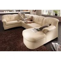 DOMO collection Wohnlandschaft DOMO COLLECTION "Papenburg, zeitlose Rückensteppung, elegante Formensprache, U-Form", beige (natur), B:297cm H:84cm T:180cm, Struktur ( 90% Polyester, 10% Polyacryl);Microfaser PRIMABELLE (100% Polyester);Kunstleder SOFTLUX;Luxus-Microfaser