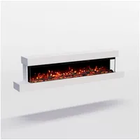 GLOW FIRE Elektrokamin Cobalt Wall Wandkamin mit 3D Feuer und Heizung (Thermostat), Elektrischer Kamin mit APP Steuerung, Heizleistung (900- 1800 W) weiß 50 cm