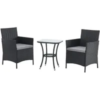 Svita BROOKLYN BISTRO Gartenmöbelset 3-tlg. Rattan Outdoor Gartenlounge Schwarz