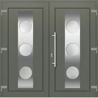 Kunststoff Doppel Haustür "LAIANA" 71 mm Quarzgrau RAL 7039 beidseitig außen öffnend DIN rechts