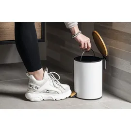 a&n&a aQualine BAMBUS Abfalleimer 5 l Weiß