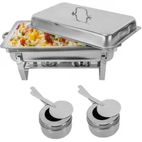 WEIGR 9L Warmhaltebehälter Speisewärmer Edelstahl, Buffetwärmer Faltbarer,Catering-Wärmer-Set,Fassungsvermögen - Speisewanne 53x32.5x9.8cm