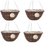 4 x 16′′ Wandbehang Blumen Korb Planter's Rattan Weidenkorb Rund Mit Ketten &