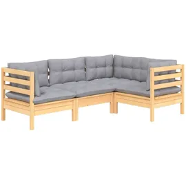 vidaXL Garten-Lounge-Set 4-tlg. grau Kiefernholz