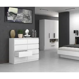 Top e shop Topeshop M8 120 BIEL, Weiß, 8 Schublade(n), Partikelbord, Einfarbig, Modern, Partikelbord - Weiß