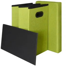 Dune Design Faltbarer Wäschekorb 70L Wäschetruhe mit Deckel Wäschebox Wäschesammler Leinen-Optik Grün