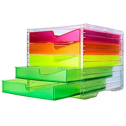 styro Schubladenbox styroswingbox NEONline  neon multi-color 275-8430.2624, DIN C4 mit 5 Schubladen