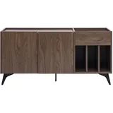 Buffet de rangement pour vinyles en bois foncé fini noyer et métal noir L140 cm SEDA
